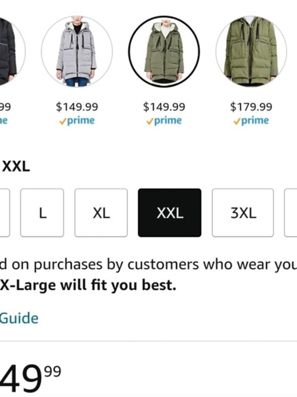 Women's Olive Green Hooded Puffer Coat - Picture 2 of 12